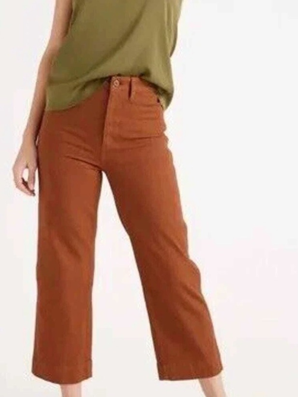 Quince High-Rise Wide-Leg Cropped Women’s Jeans in Rust
